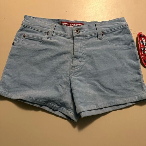Vanilla Star Y2K Womens Blue Low Rise Stretch Corduroy Shorts Juniors Size 3 NEW - Picture 1 of 8